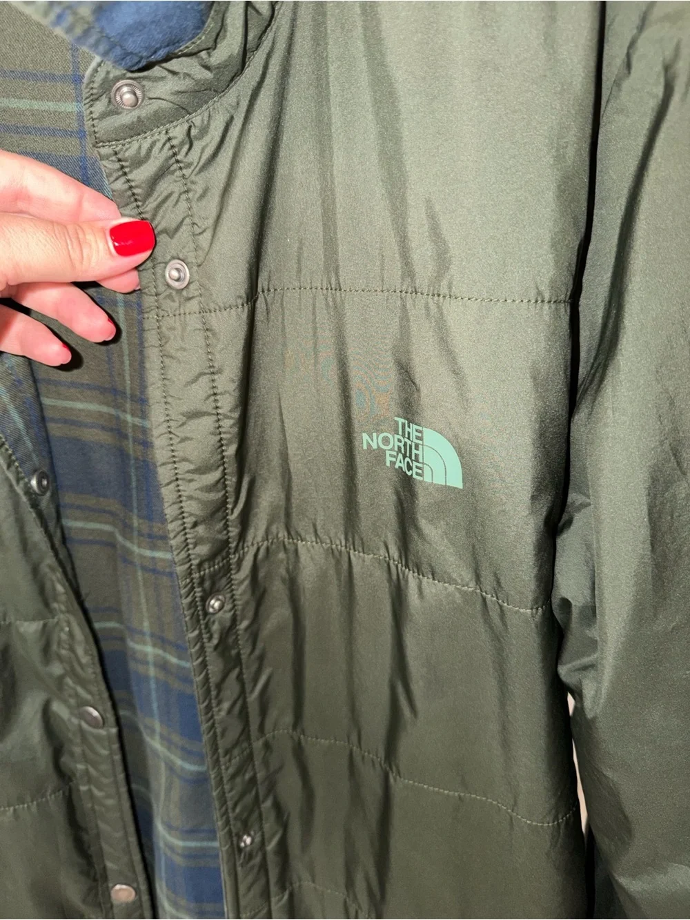 The North Face Men's Dark Olive Green Quilted Raincoat